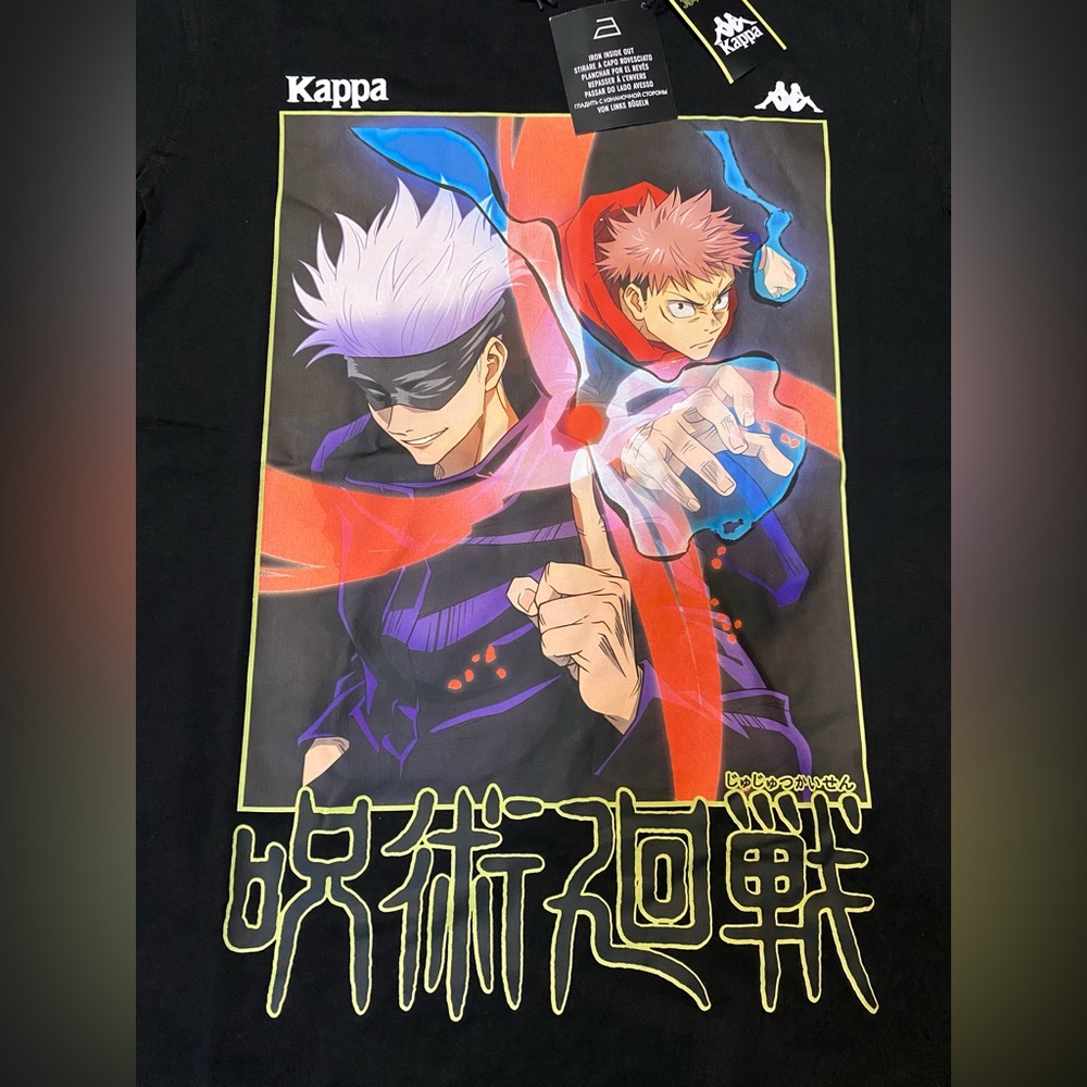 Kappa x Jujutsu Kaisen T-Shirt Graphic Anime Tee Men’s Sz M New! Black